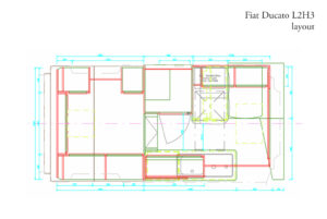 MHF maatwerk Mark Hoff meubelmaker houtbewerking ontwerp en engineering Fiat Ducato layout